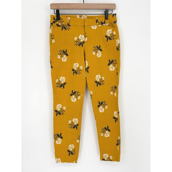 Old Navy Pixie Yellow Floral Ankle Pants Size 4 - Picture 2 of 8